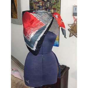 Women's Unbranded Red Black Grey Art Print Scarf One Size